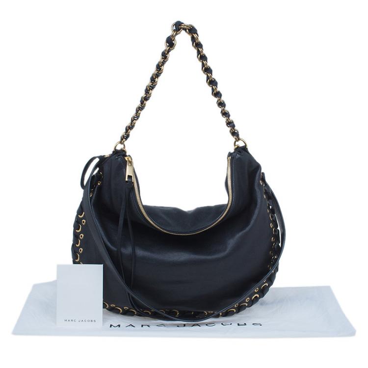 مملوكة مسبقًا Marc Jacobs Black Leather Laces Nomad Hobo