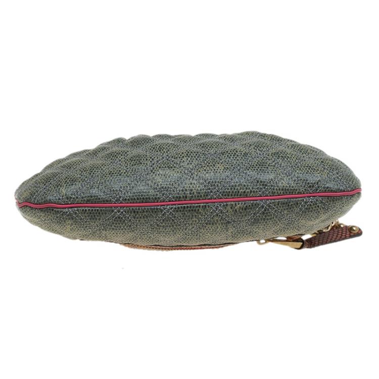 Pre Owned Marc Jacobs Green/Pink Quilted Snakeskin Little Stam Bag