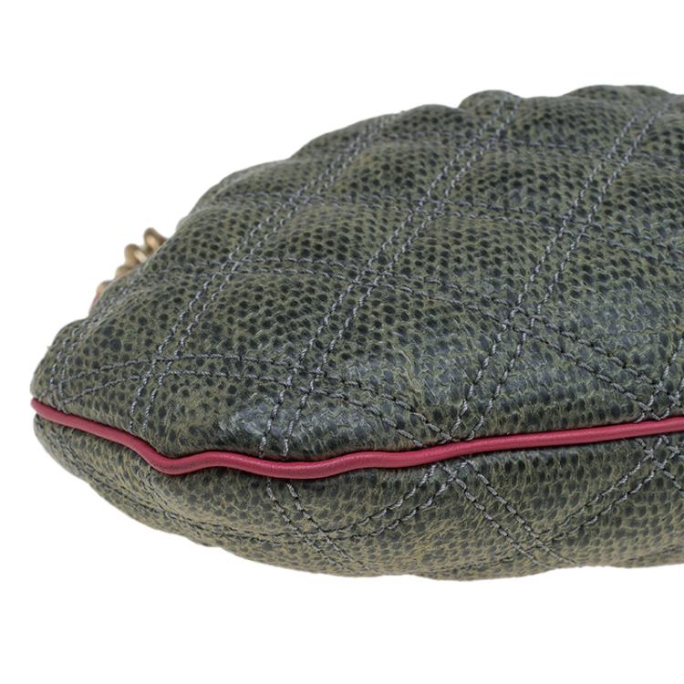 Pre Owned Marc Jacobs Green/Pink Quilted Snakeskin Little Stam Bag