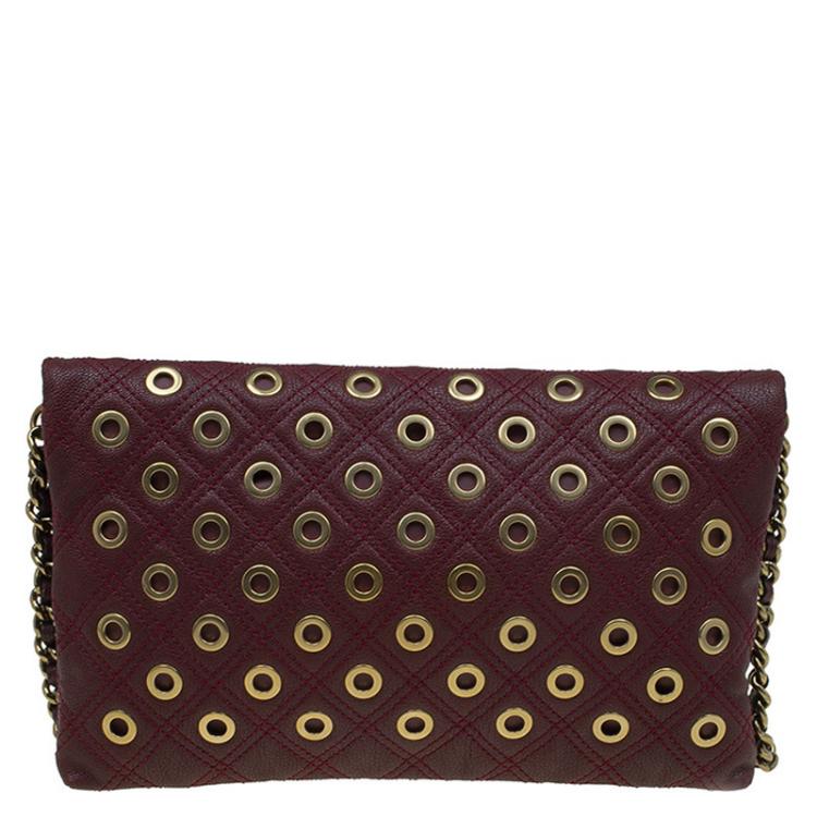 Pre Owned Marc Jacobs Burgundy Leather Sandy Eyelets Shoulder Bag