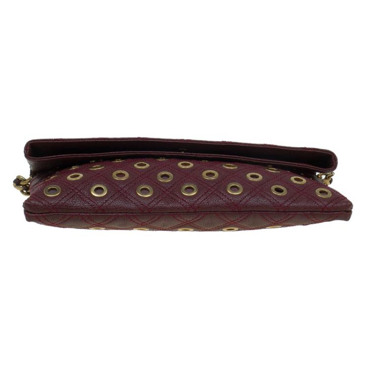 Pre Owned Marc Jacobs Burgundy Leather Sandy Eyelets Shoulder Bag