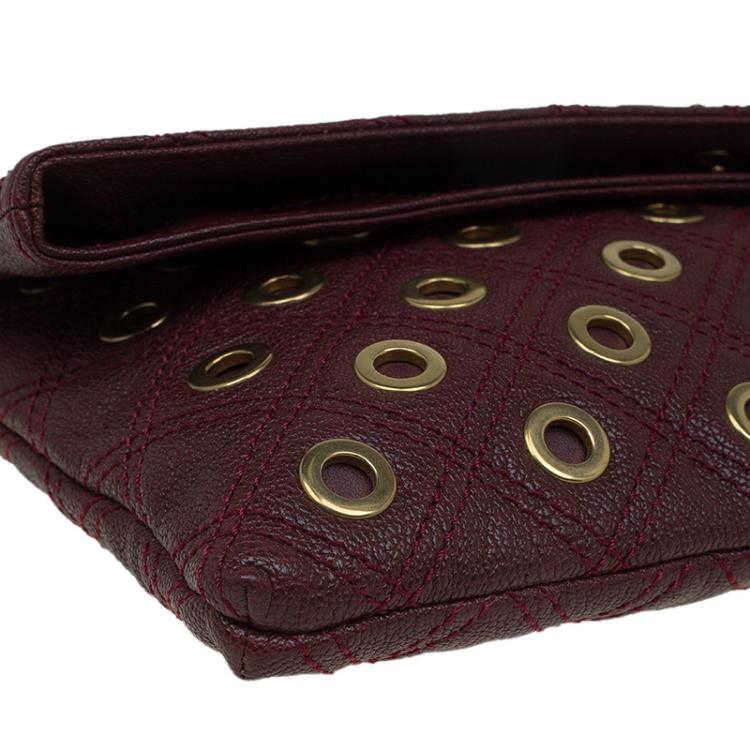 Pre Owned Marc Jacobs Burgundy Leather Sandy Eyelets Shoulder Bag