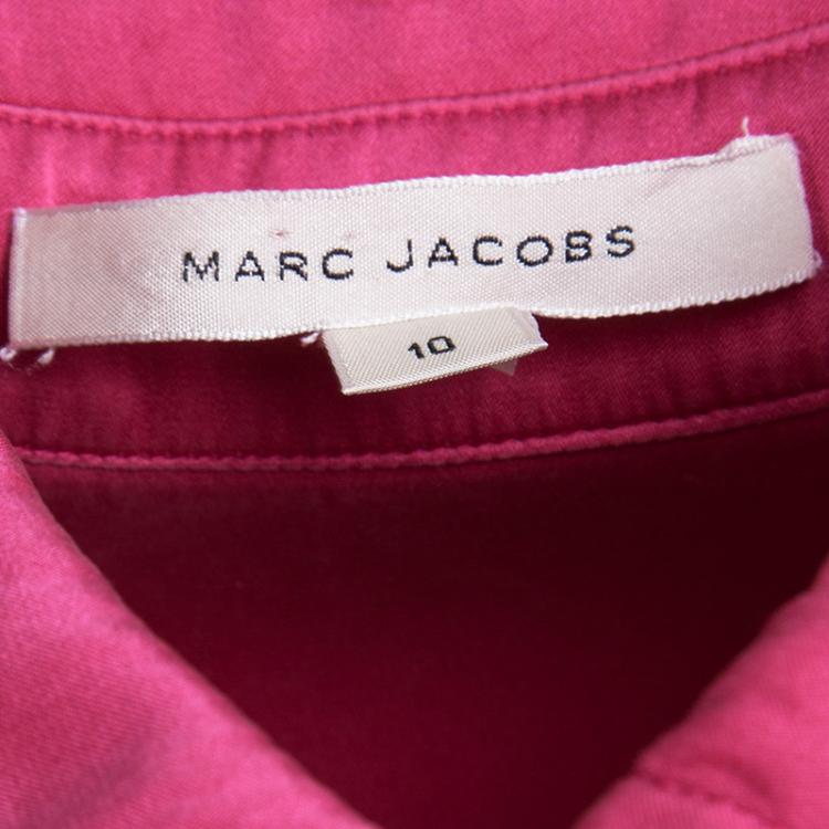 Pre Owned Marc Jacobs Pink Silk Collared Wrap Dress L