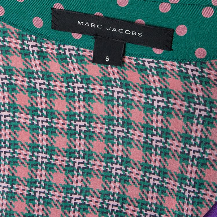Pre Owned Marc Jacobs Multicolor Dotted Silk Dress M