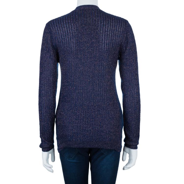 Pre Owned Marc Jacobs Blue Metallic Cardigan M
