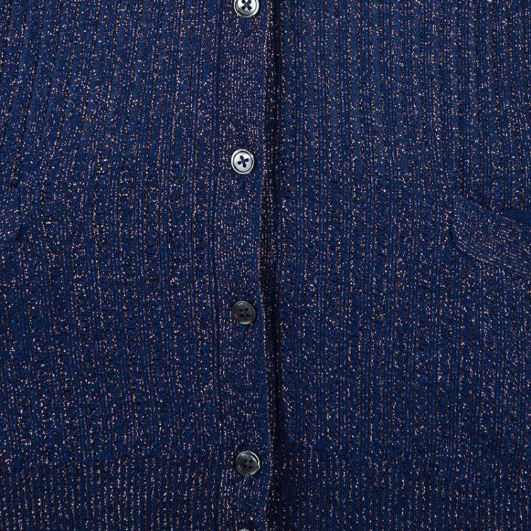 Pre Owned Marc Jacobs Blue Metallic Cardigan M