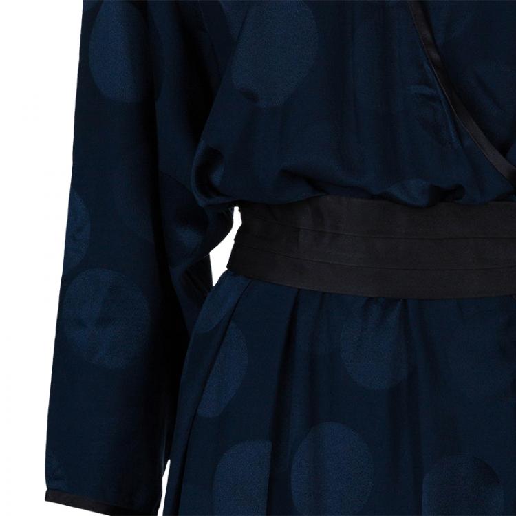 Pre Owned Marc Jacobs Navy Polka Dot Print Dress M
