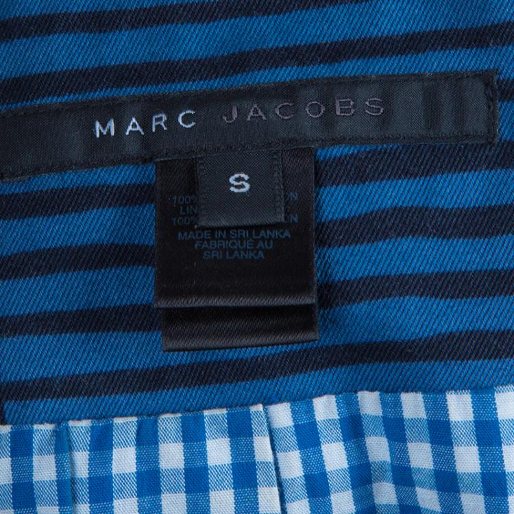 Pre Owned Marc Jacobs Blue Geometric Print Coat S
