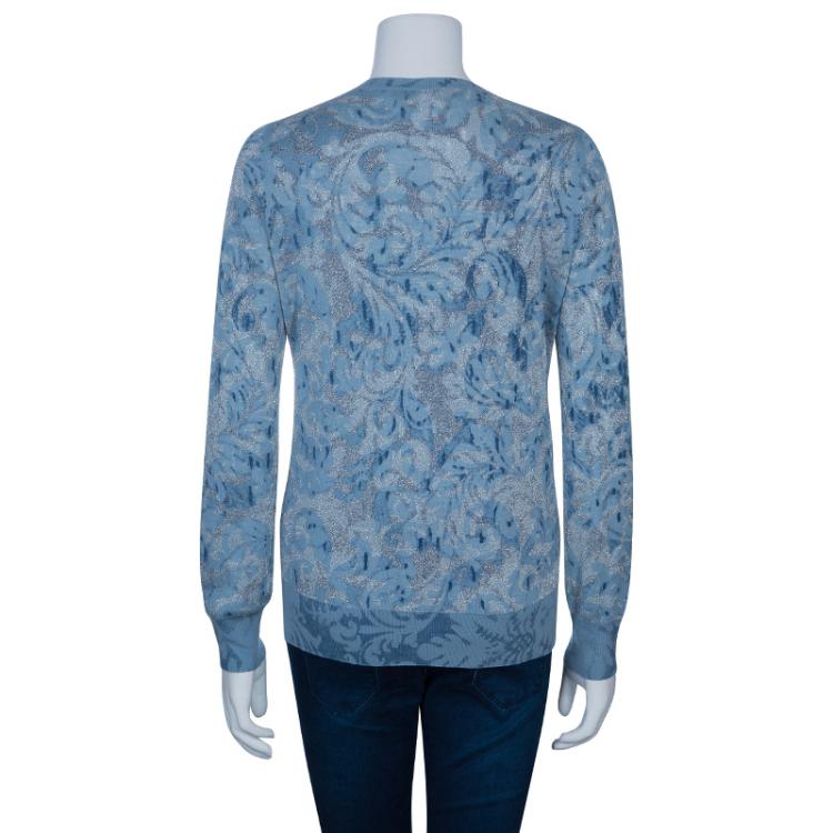 Pre Owned Marc Jacobs Blue Metallic Sweater S