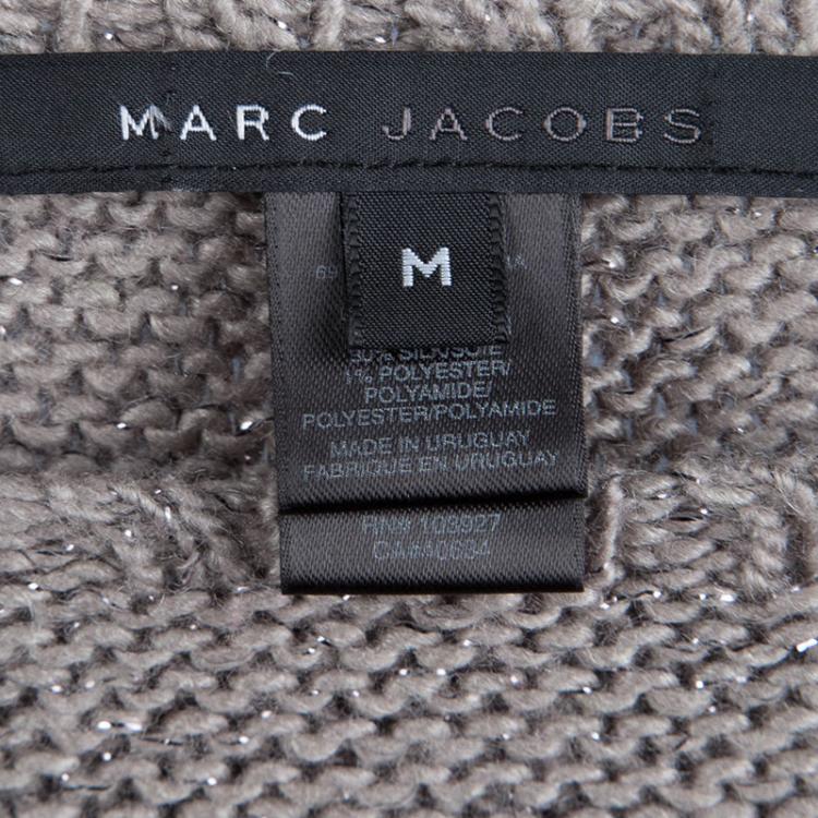 Pre Owned Marc Jacobs Grey Cable Knit Owl Pattern Sweater M