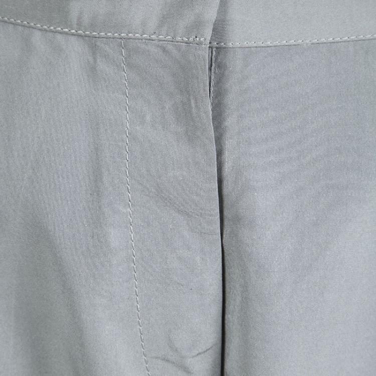 Pre Owned Marc Jacobs Grey Silk Wide Leg Ankle Length Trousers L