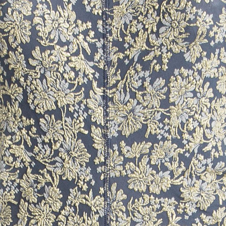 Pre Owned Marc Jacobs Grey Embossed Floral Lurex  Jacquard Knit Sleeveless Dress S