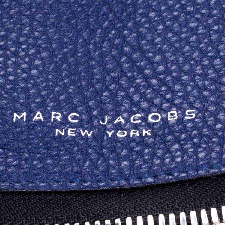 Pre Owned Marc Jacobs Navy Blue Leather Mini Maverick Foldover Crossbody Bag