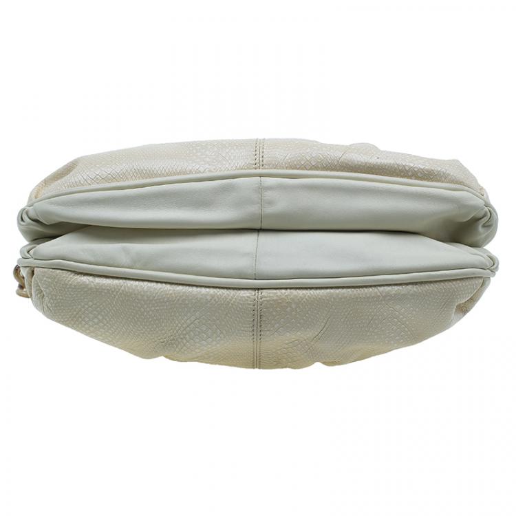 Pre Owned Marc Jacobs White Leather Snake Embossed Cecilia Shoulder Bag