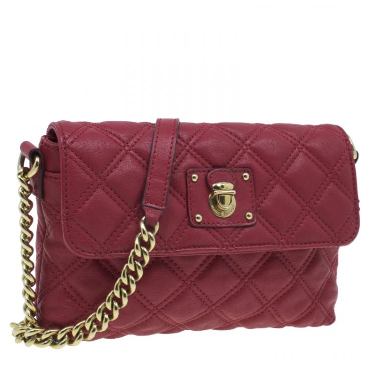 Pre Owned Marc Jacobs Red Quilted Leather Crossbody Bag