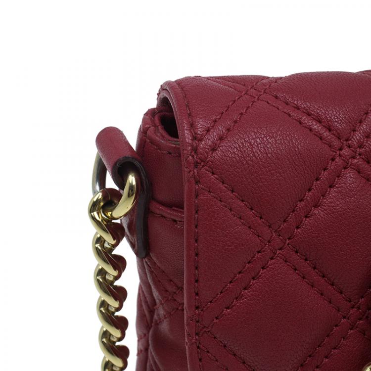 Pre Owned Marc Jacobs Red Quilted Leather Crossbody Bag