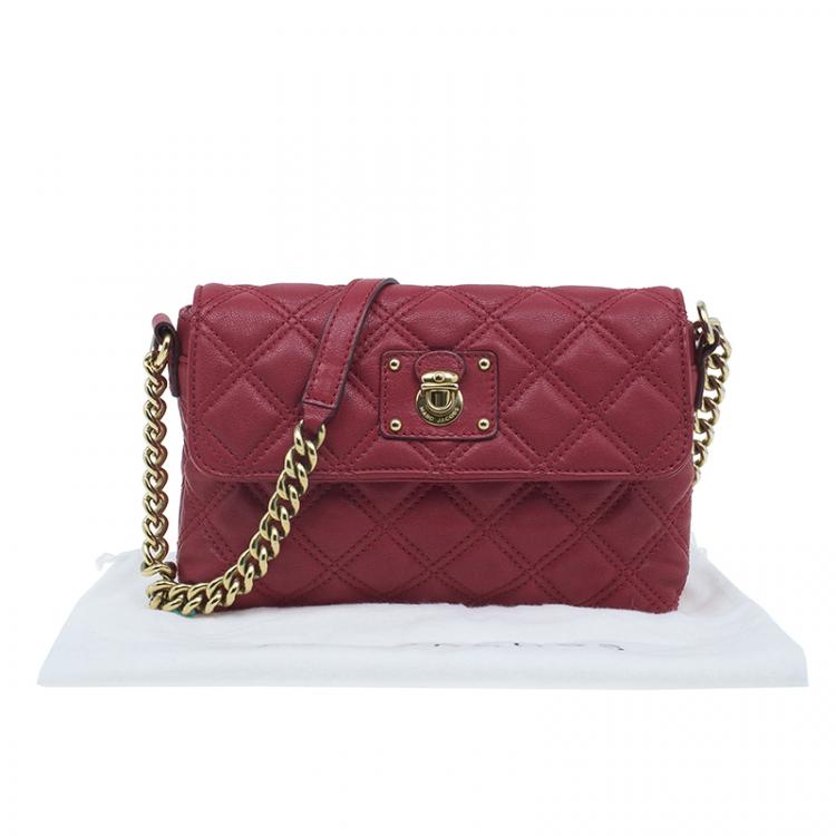 Pre Owned Marc Jacobs Red Quilted Leather Crossbody Bag