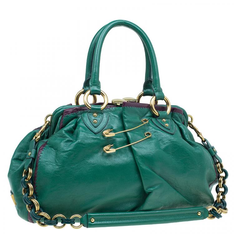 مملوكة مسبقًا Marc Jacobs Green Leather Safety Pin Stam Satchel