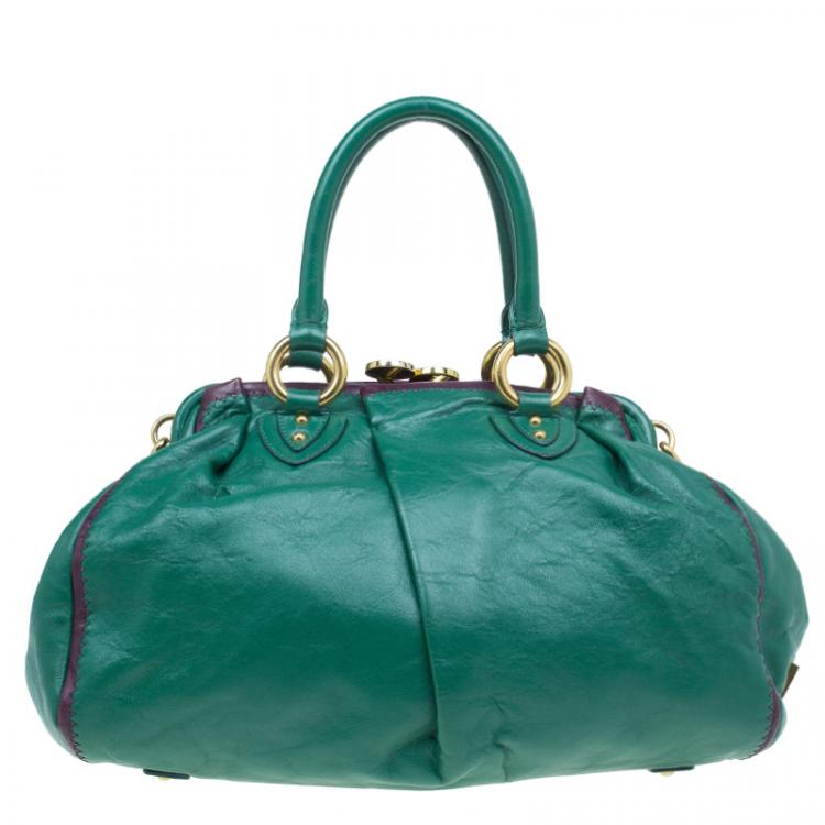 مملوكة مسبقًا Marc Jacobs Green Leather Safety Pin Stam Satchel