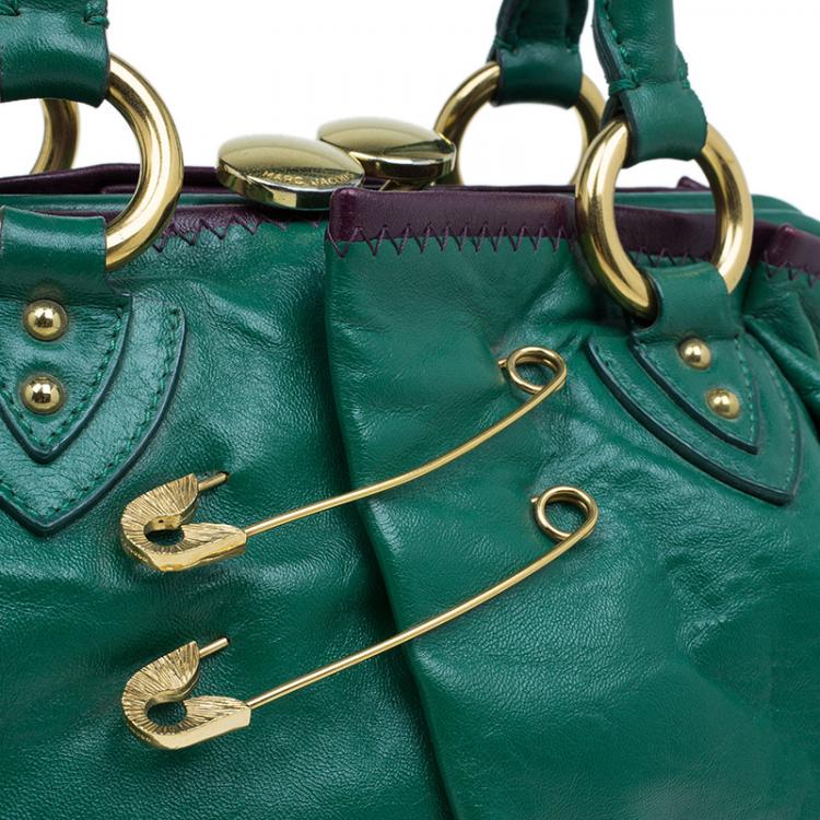 مملوكة مسبقًا Marc Jacobs Green Leather Safety Pin Stam Satchel