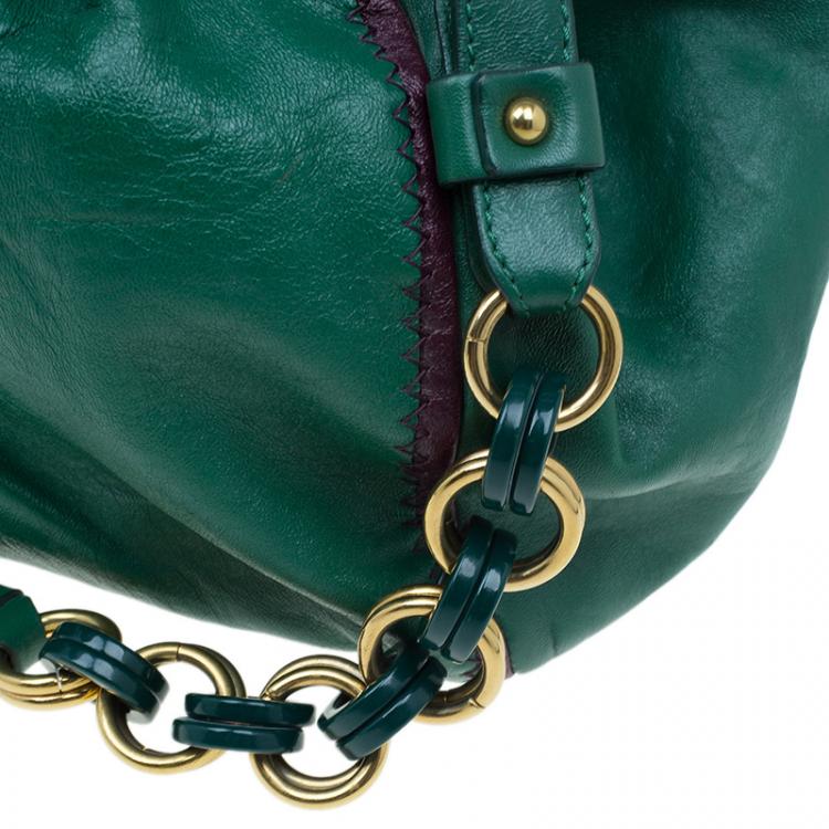 مملوكة مسبقًا Marc Jacobs Green Leather Safety Pin Stam Satchel