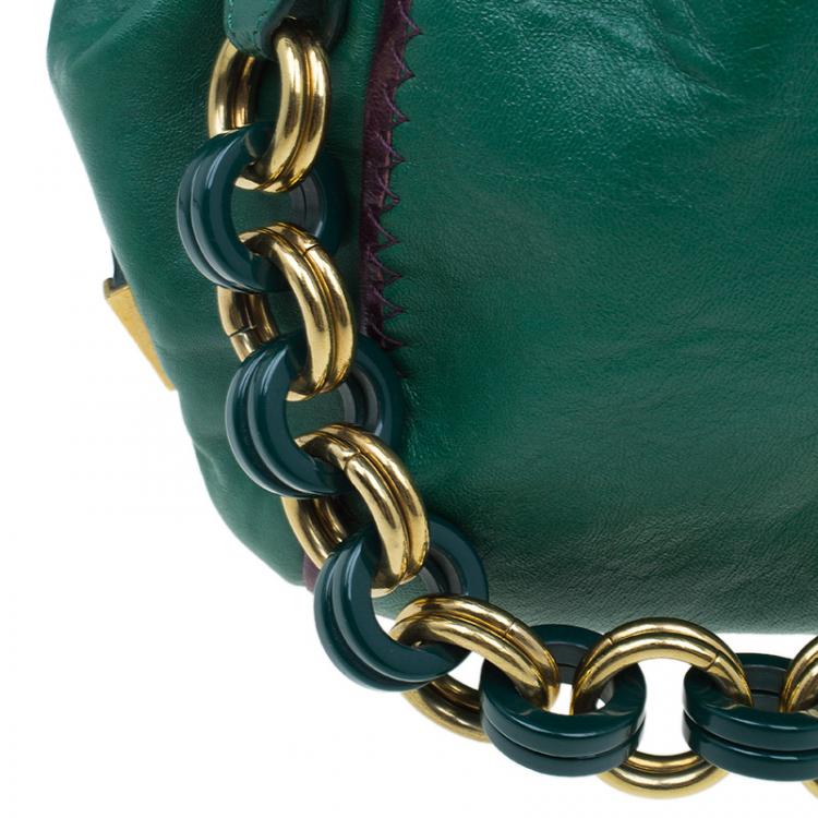 مملوكة مسبقًا Marc Jacobs Green Leather Safety Pin Stam Satchel