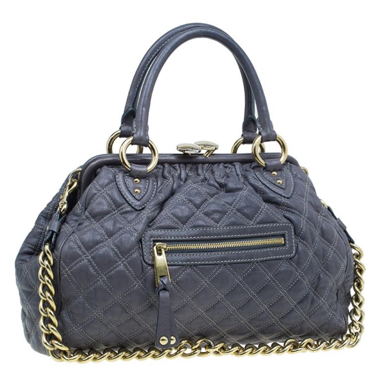 مملوكة مسبقًا Marc Jacobs Grey Quilted Leather Stam Shoulder Bag