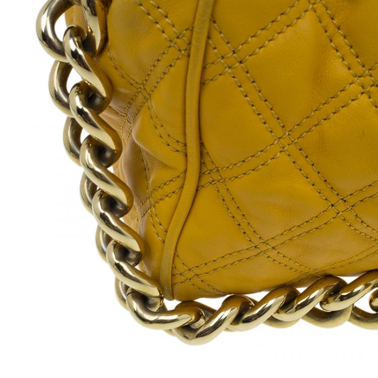 Pre Owned Marc Jacobs Yellow Quilted Leather Stam Shoulder Bag