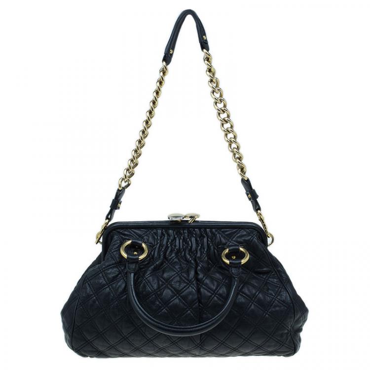مملوكة مسبقًا Marc Jacobs Black Quilted Leather Stam Shoulder Bag
