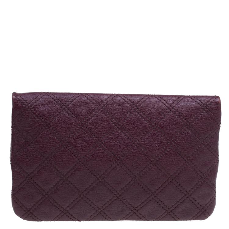 Pre Owned Marc Jacobs Purple Quilted Leather Eugenie Clutch