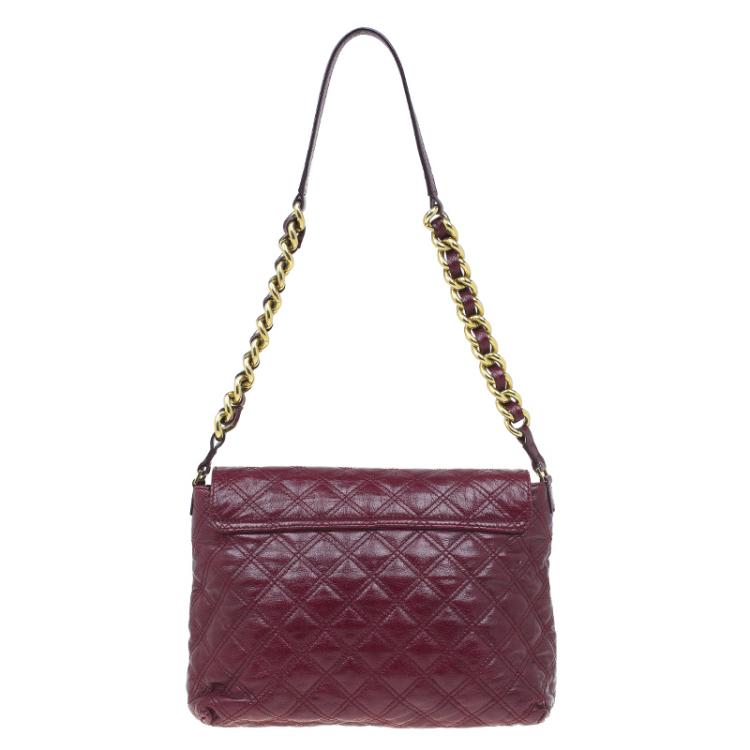 Pre Owned Marc Jacobs Burgundy Quilted Leather The XL Shoulder Bag