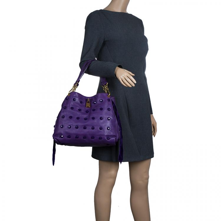 Pre Owned Marc Jacobs Purple Lambskin Studded Jet Tote