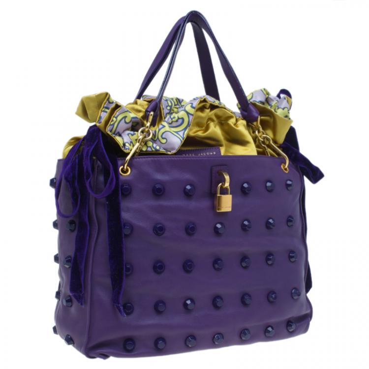 Pre Owned Marc Jacobs Purple Lambskin Studded Jet Tote