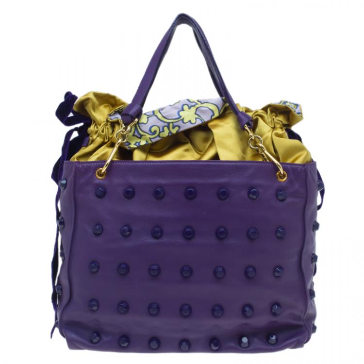 Pre Owned Marc Jacobs Purple Lambskin Studded Jet Tote