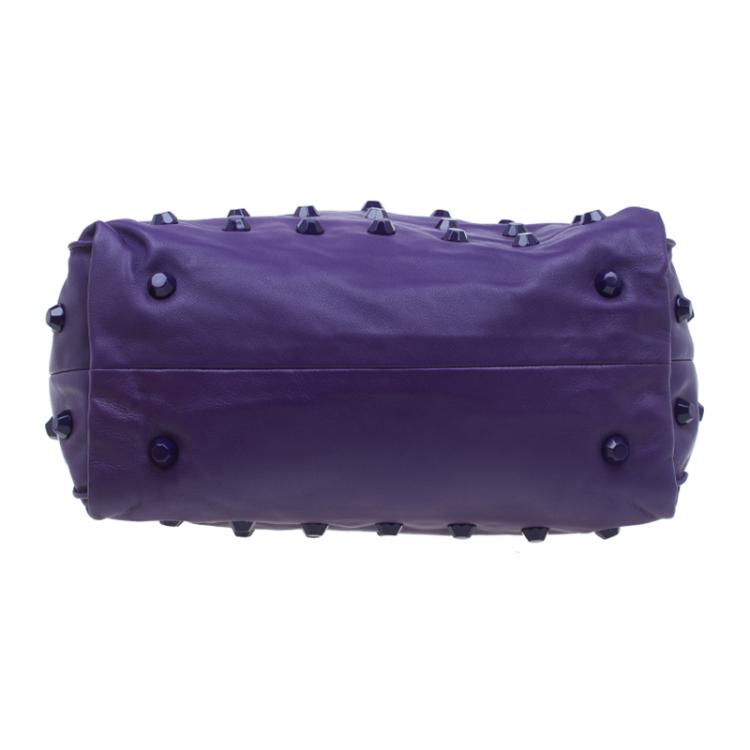 Pre Owned Marc Jacobs Purple Lambskin Studded Jet Tote