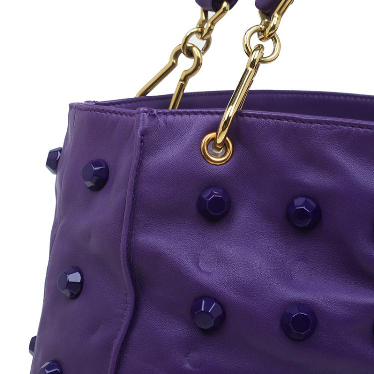 Pre Owned Marc Jacobs Purple Lambskin Studded Jet Tote