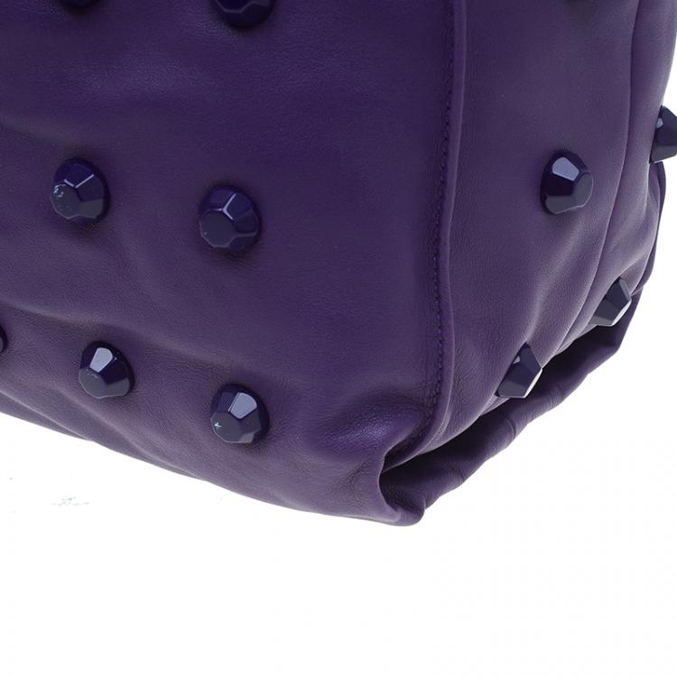 Pre Owned Marc Jacobs Purple Lambskin Studded Jet Tote