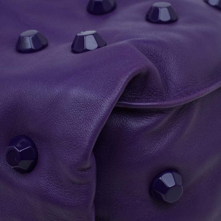 Pre Owned Marc Jacobs Purple Lambskin Studded Jet Tote
