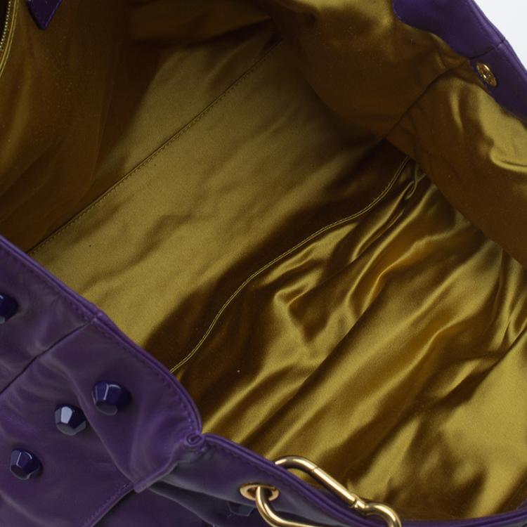 Pre Owned Marc Jacobs Purple Lambskin Studded Jet Tote