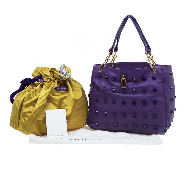 Pre Owned Marc Jacobs Purple Lambskin Studded Jet Tote