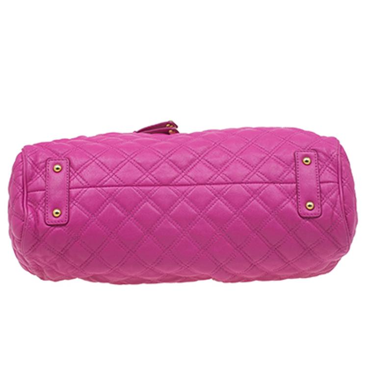 Pre Owned Marc Jacobs Pink Quilted Leather Stam Satchel