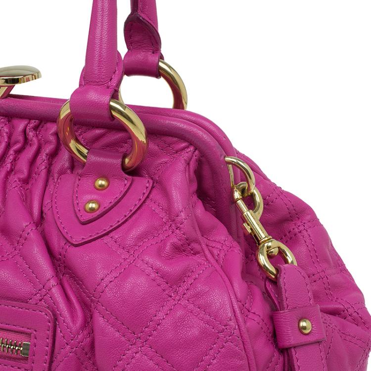 Pre Owned Marc Jacobs Pink Quilted Leather Stam Satchel