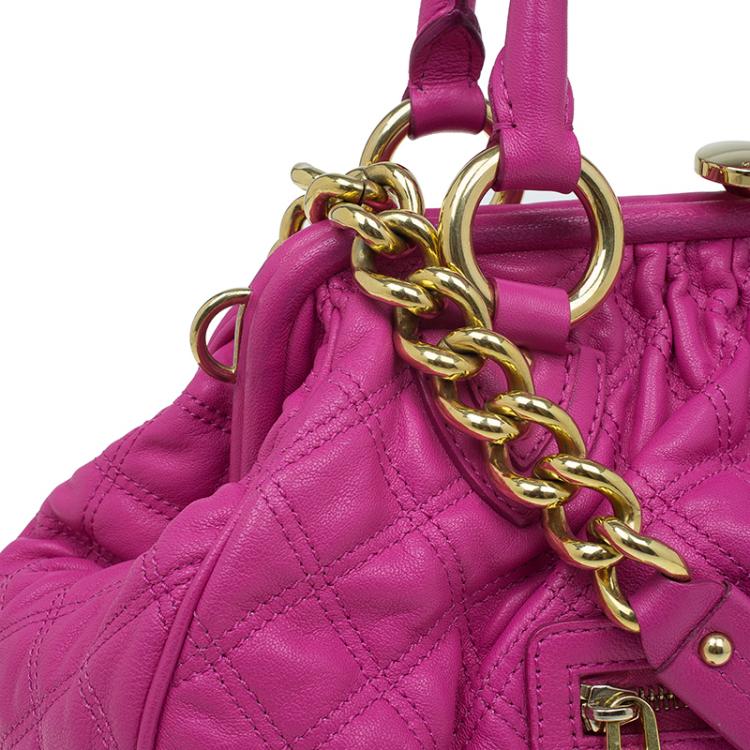 Pre Owned Marc Jacobs Pink Quilted Leather Stam Satchel