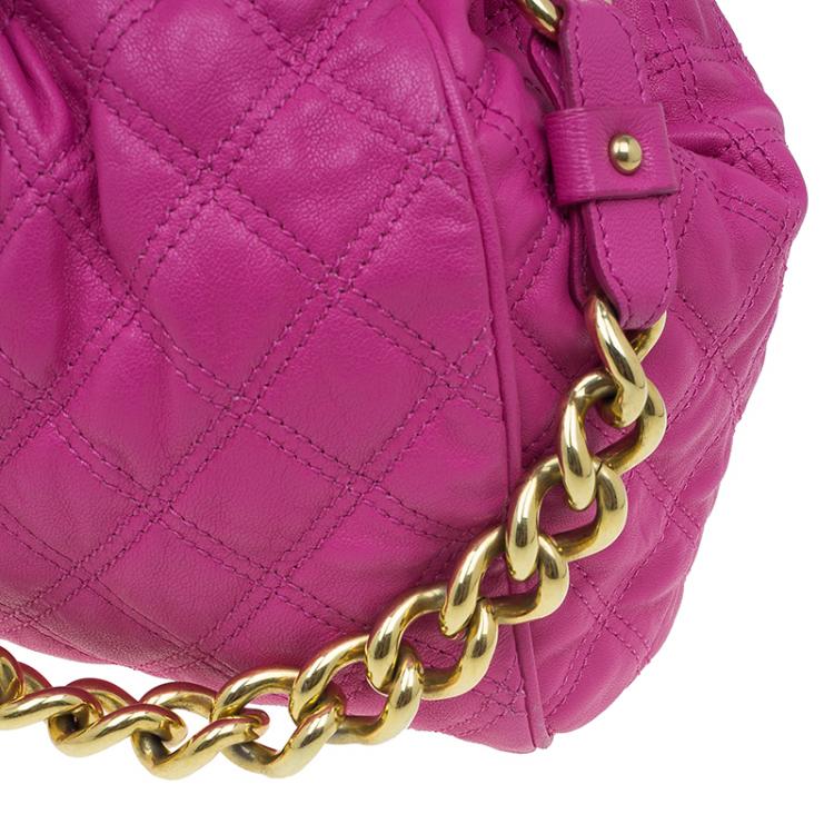Pre Owned Marc Jacobs Pink Quilted Leather Stam Satchel
