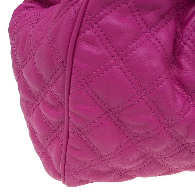 Pre Owned Marc Jacobs Pink Quilted Leather Stam Satchel
