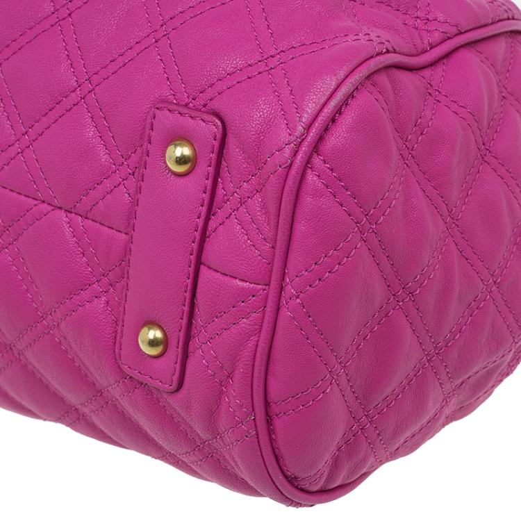 Pre Owned Marc Jacobs Pink Quilted Leather Stam Satchel