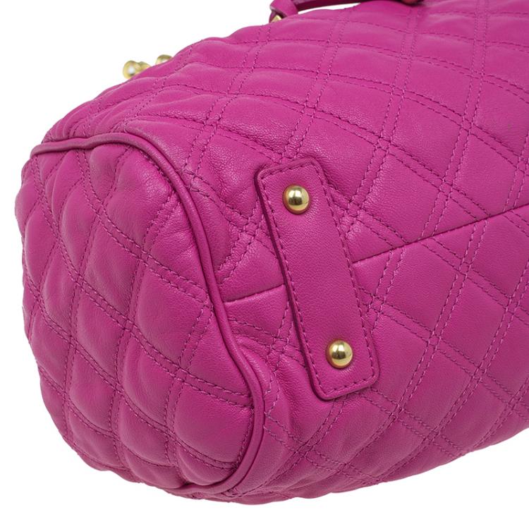 Pre Owned Marc Jacobs Pink Quilted Leather Stam Satchel