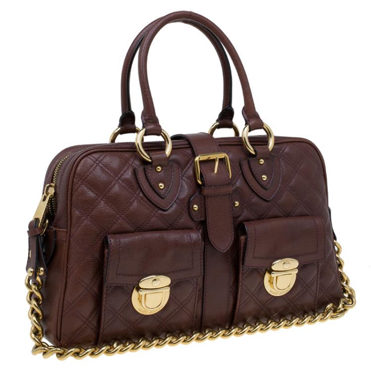 Pre Owned Marc Jacobs Burgundy Quilted Leather Venetia Satchel
