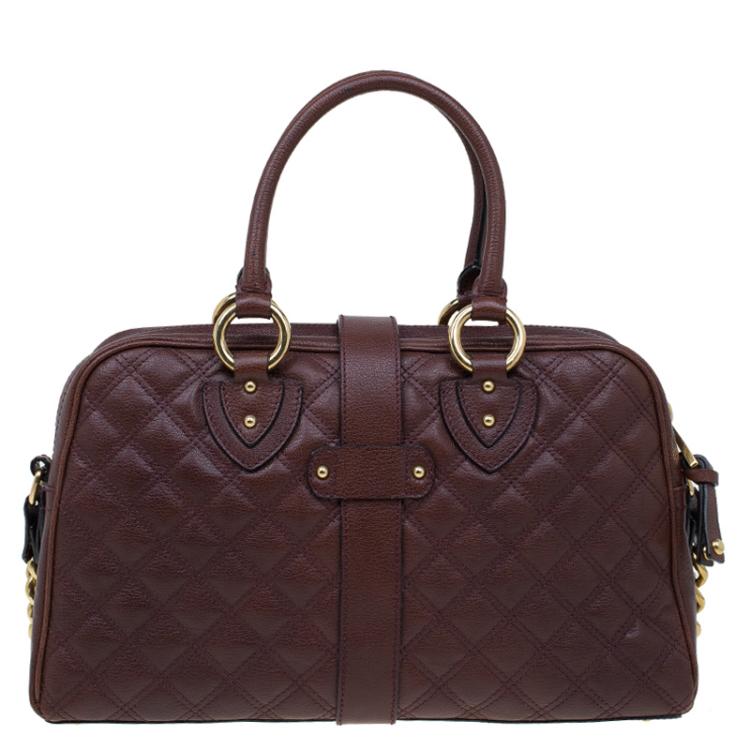 Pre Owned Marc Jacobs Burgundy Quilted Leather Venetia Satchel