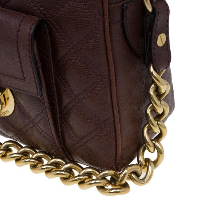Pre Owned Marc Jacobs Burgundy Quilted Leather Venetia Satchel